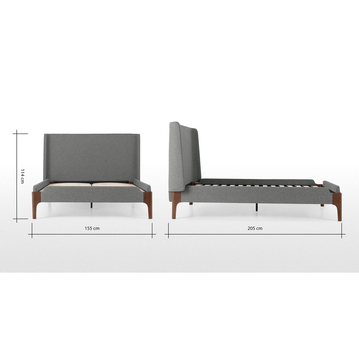 Roscoe Double Bed, Coventry Grey & Dark Stain Oak Legs – image 7