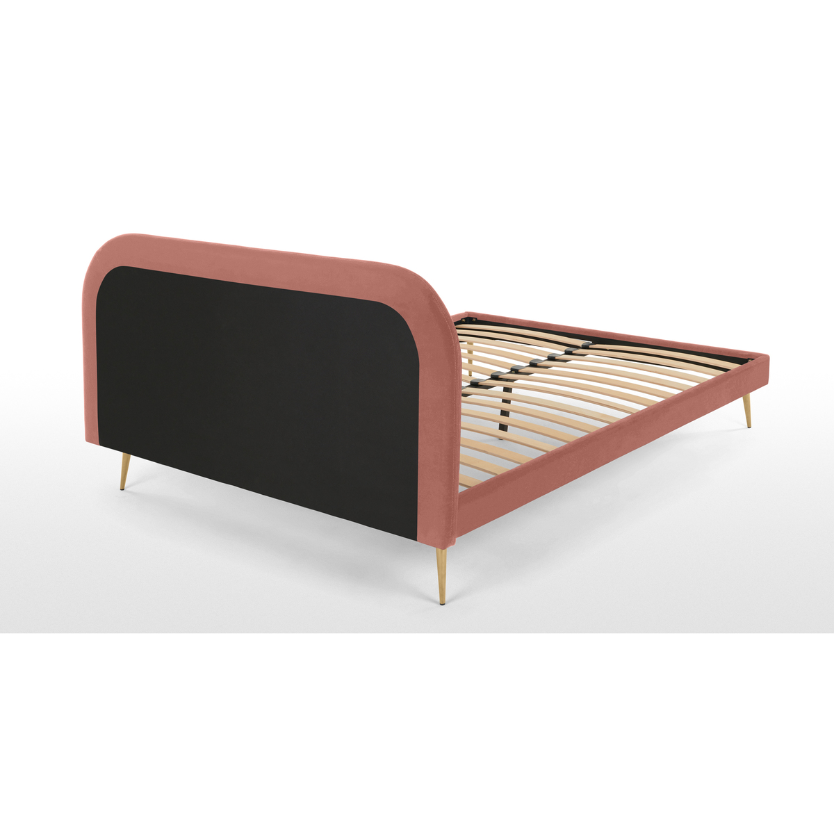 Eulia Super King Size Bed, Blush Pink Velvet & Brass Legs – image 4