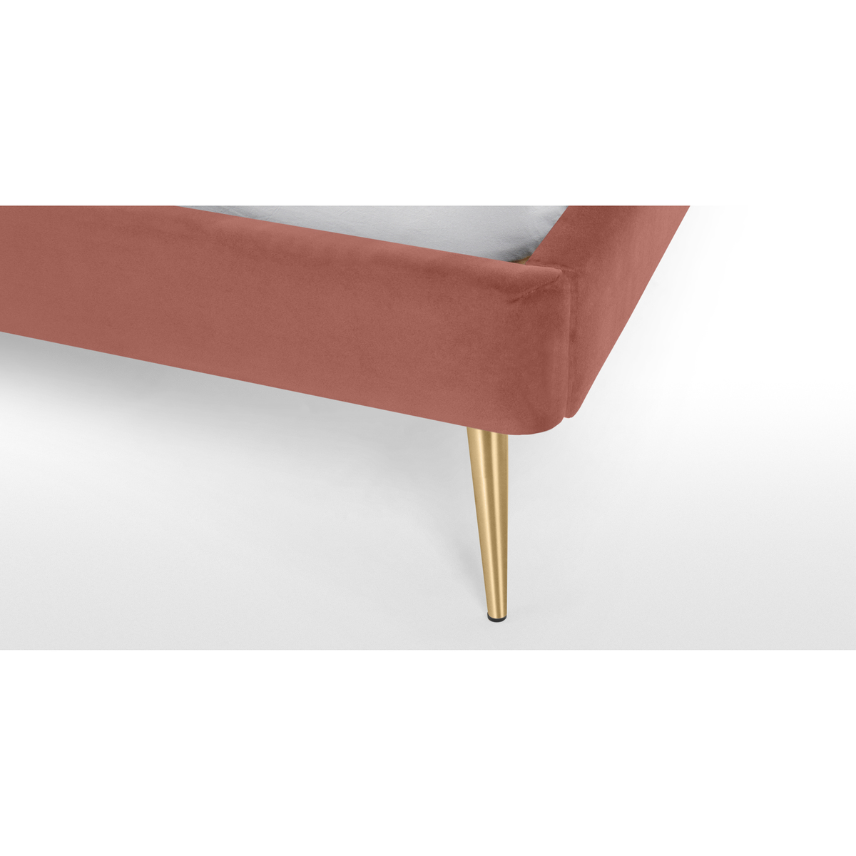 Eulia Super King Size Bed, Blush Pink Velvet & Brass Legs – image 5