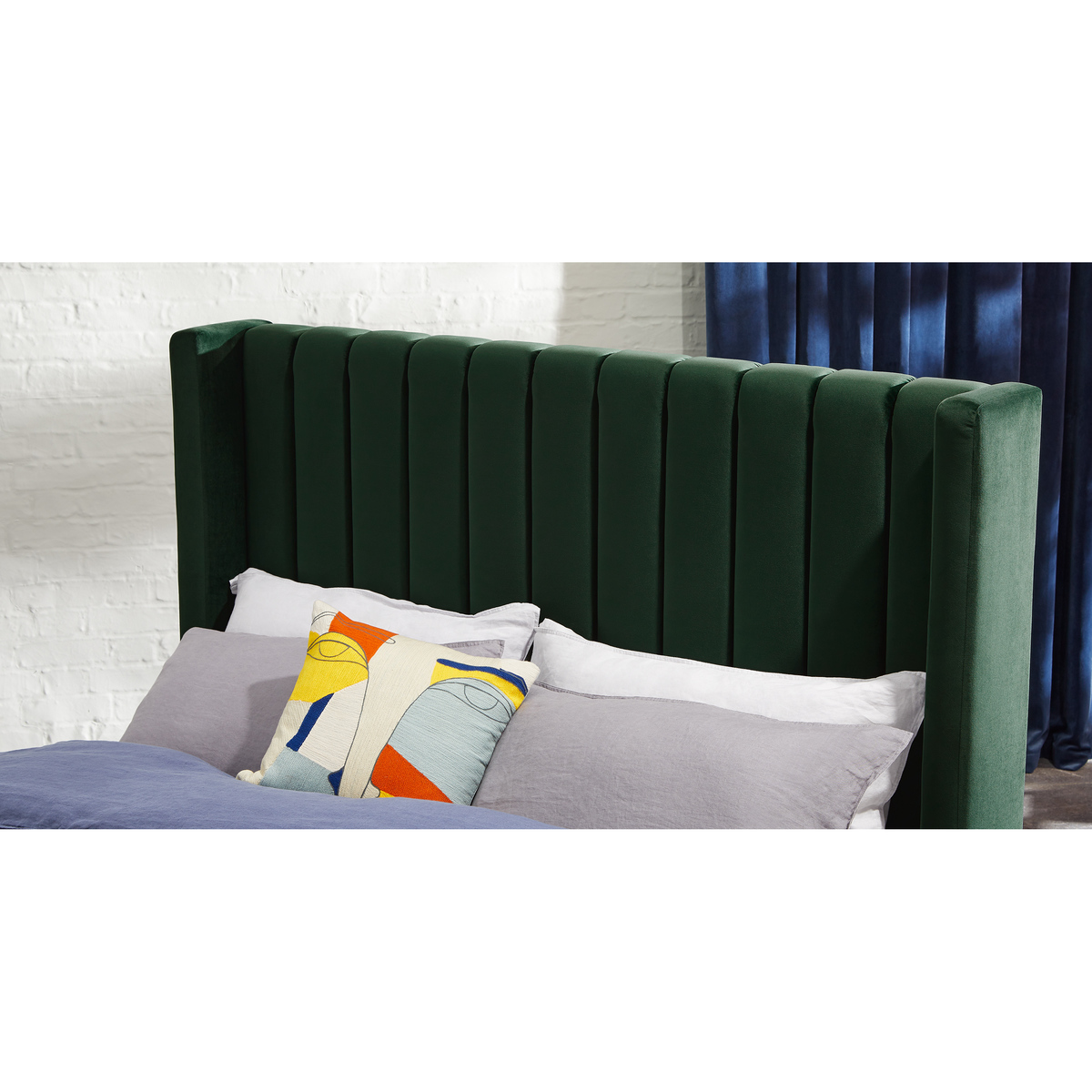 Custom MADE Cory King size Bed  with Ottoman, Regal Blue Velvet – image 3