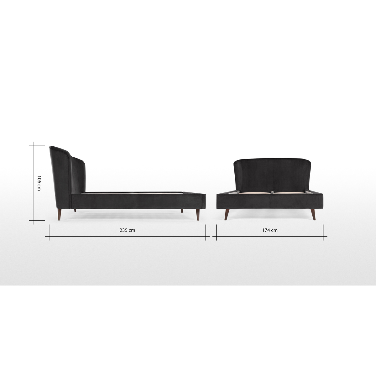 Lulu Kingsize Bed, Asphalt Grey Velvet – image 3