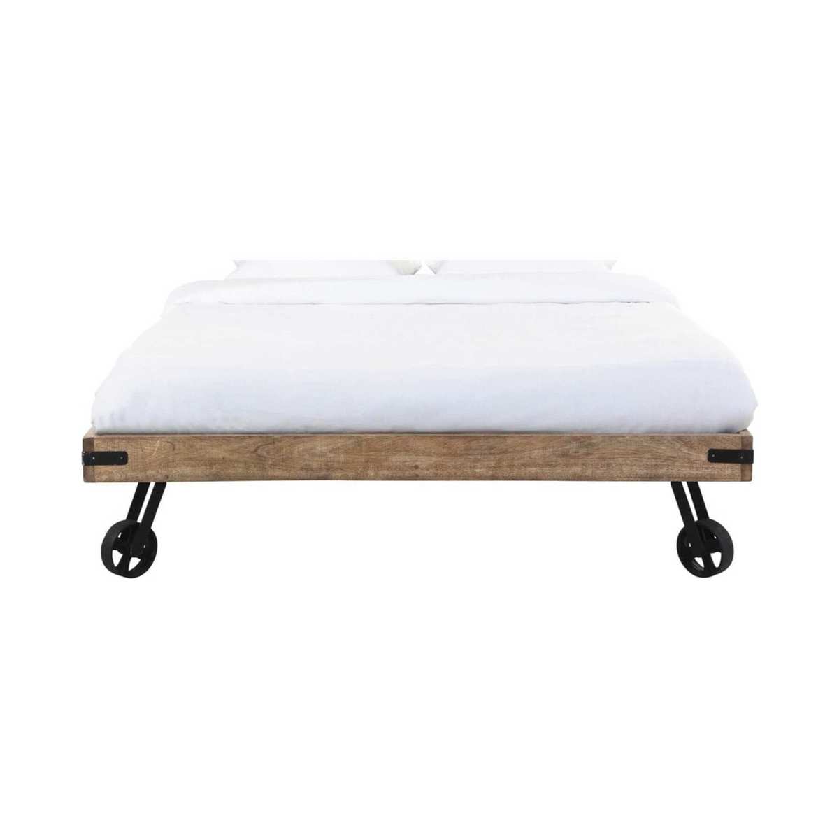 MANUFACTURE - Solid Mango Wood 140 x 190 Double Bed on Castors – image 1