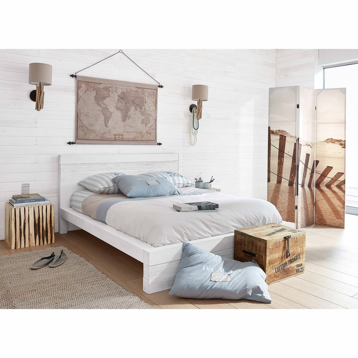 JAVA - Antique White Solid Mango Wood Bed 140 x 190 – image 3
