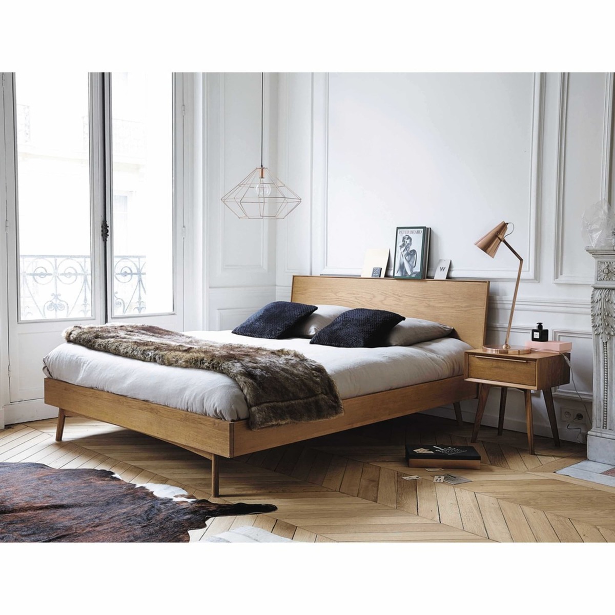 PORTOBELLO - Solid Oak Vintage 160 x 200 Double Bed – image 2
