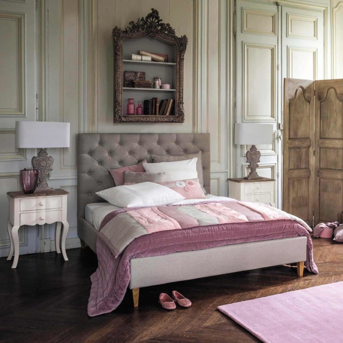 CHESTERFIELD - Tufted Linen Bed with Slatted Base 160 x 200 – image 4