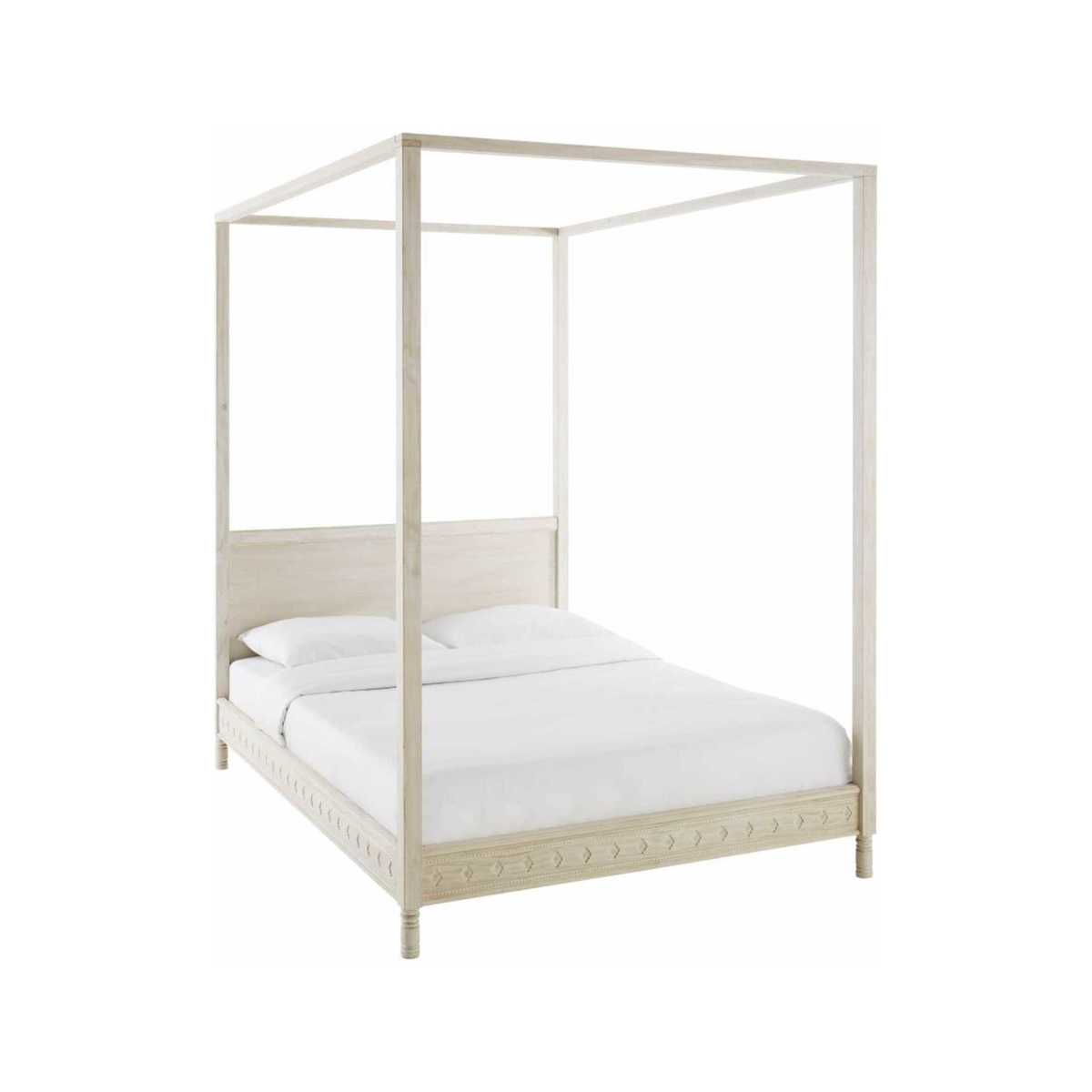 ZEN MARKET - Off-White Pine Four-Poster Bed 140x190 – image 1