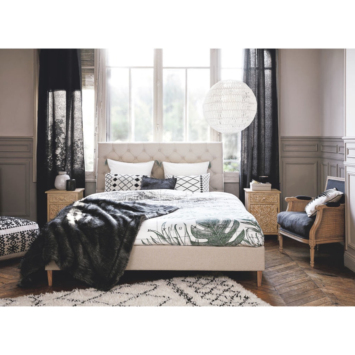 CHESTERFIELD - Tufted Linen Bed with Slatted Base 180x200 – image 2