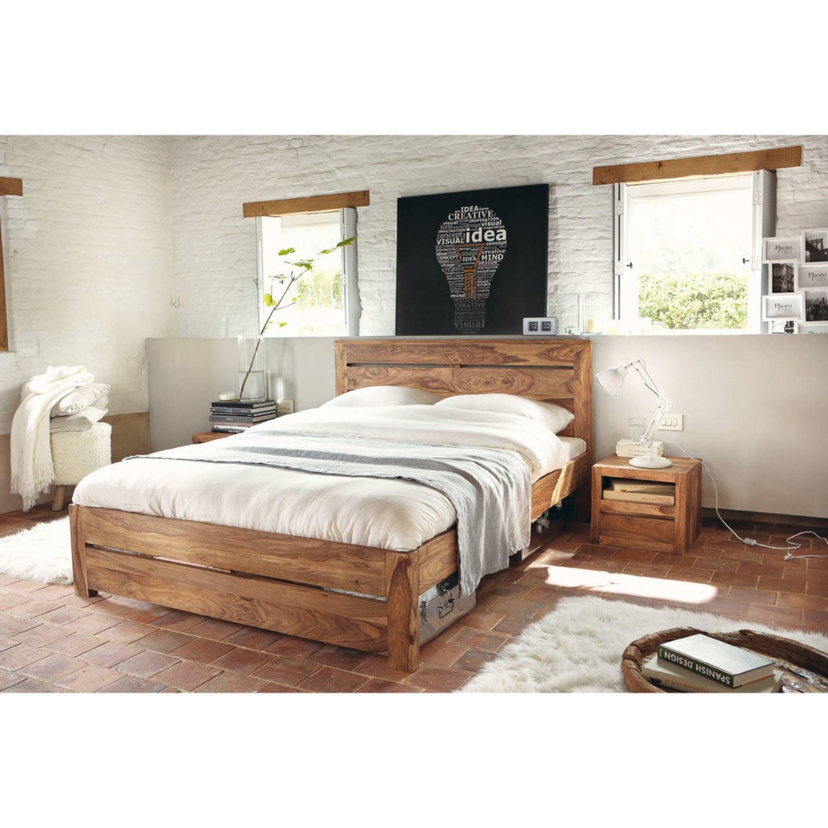 STOCKHOLM - Solid Sheesham Wood 140 x 190 Double Bed – image 3