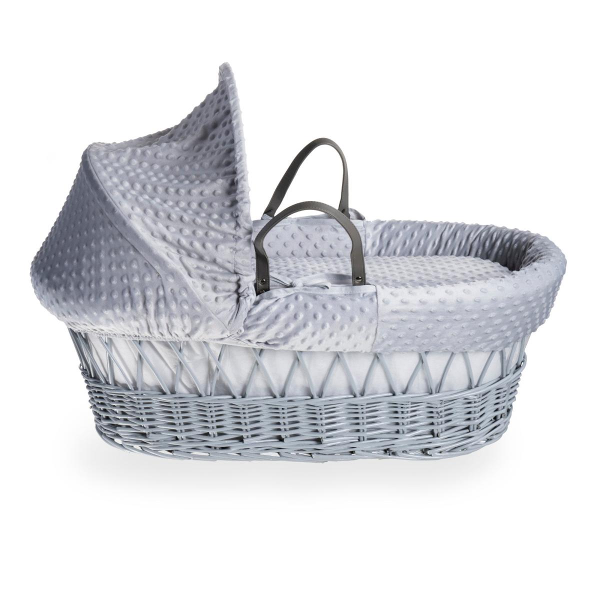 Clair de Lune Dimple Wicker Moses Basket with Deluxe Grey Rocking Stand Grey – image 2
