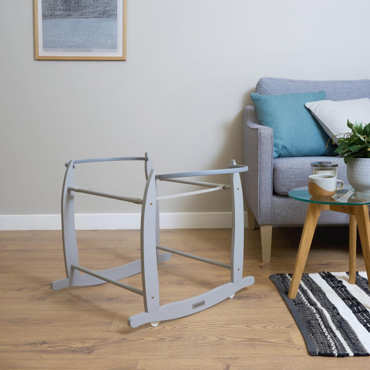 Clair de Lune Dimple Wicker Moses Basket with Deluxe Grey Rocking Stand Grey – image 4