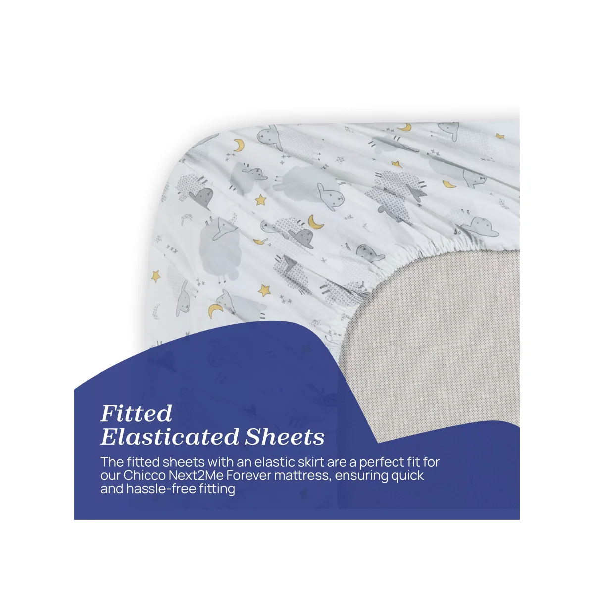 Chicco Next To Me Forever Bedside Crib Sheep Bedding Set, Grey/White – image 6