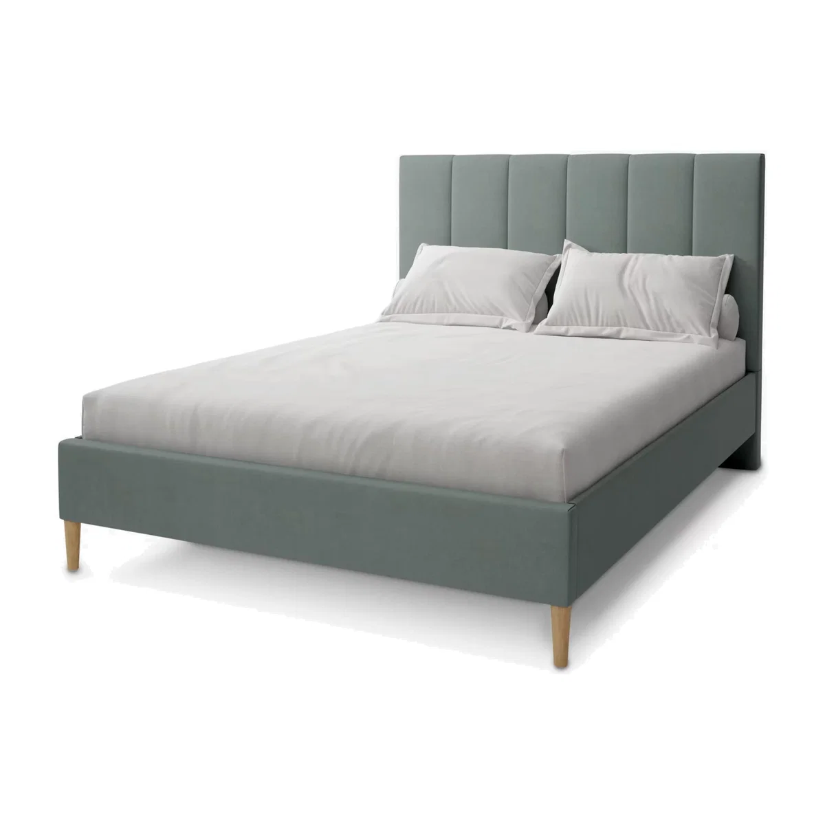Koti Home Fluted Upholstered Bed Frame, King Size – image 1