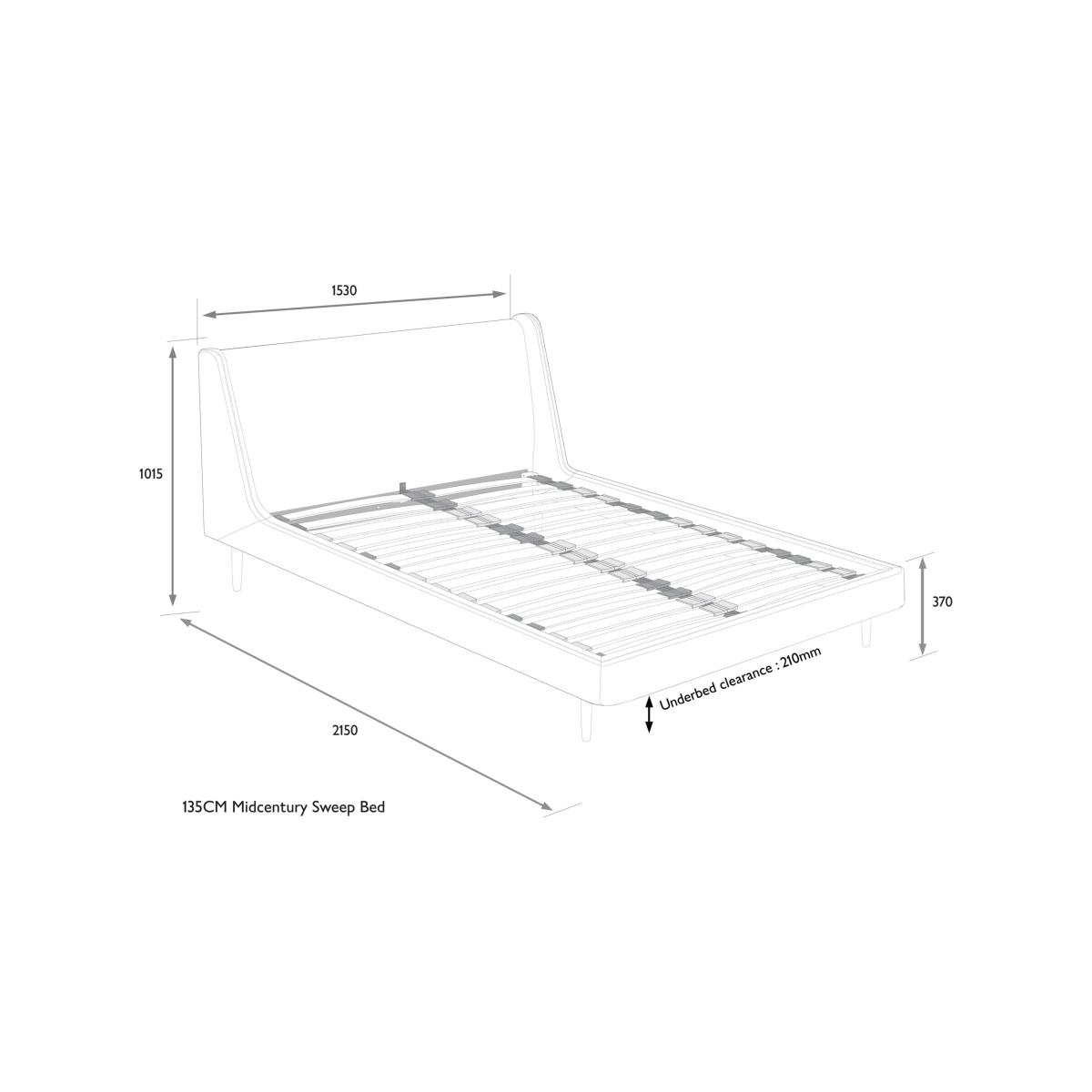John Lewis Mid-Century Sweep Upholstered Bed Frame, Double – image 10