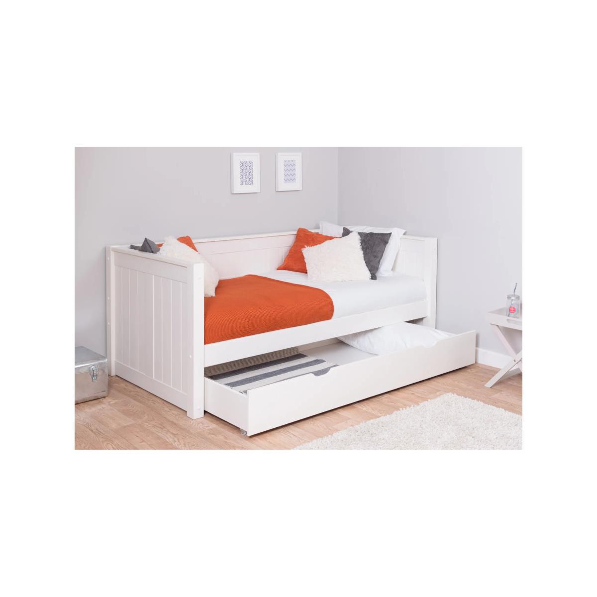 Stompa Classic Children's Day Bed Frame with Trundle Drawer, Single, White – image 2