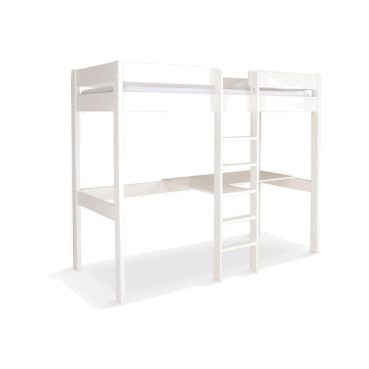 Stompa Compact High-Sleeper Bed Frame with Desk and Shelving, Single, White – image 1