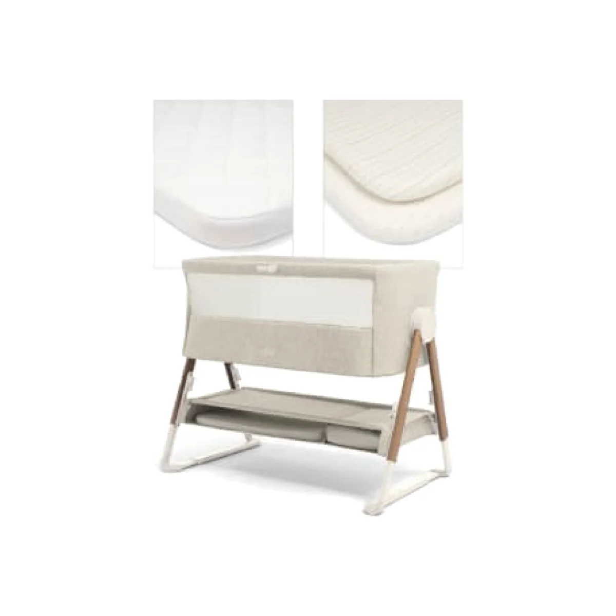 Mamas & Papas Lua Bedside Crib Bundle - Beige, Beige
