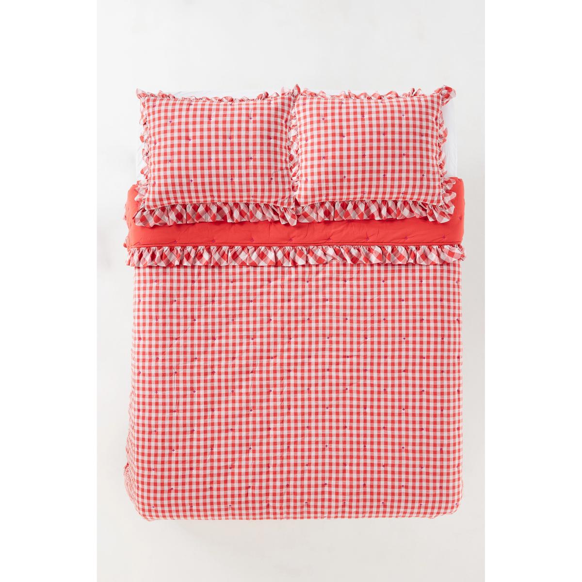 Gingham Ruffle Yarn-Dyed Cotton Quilted Bedspread – image 2