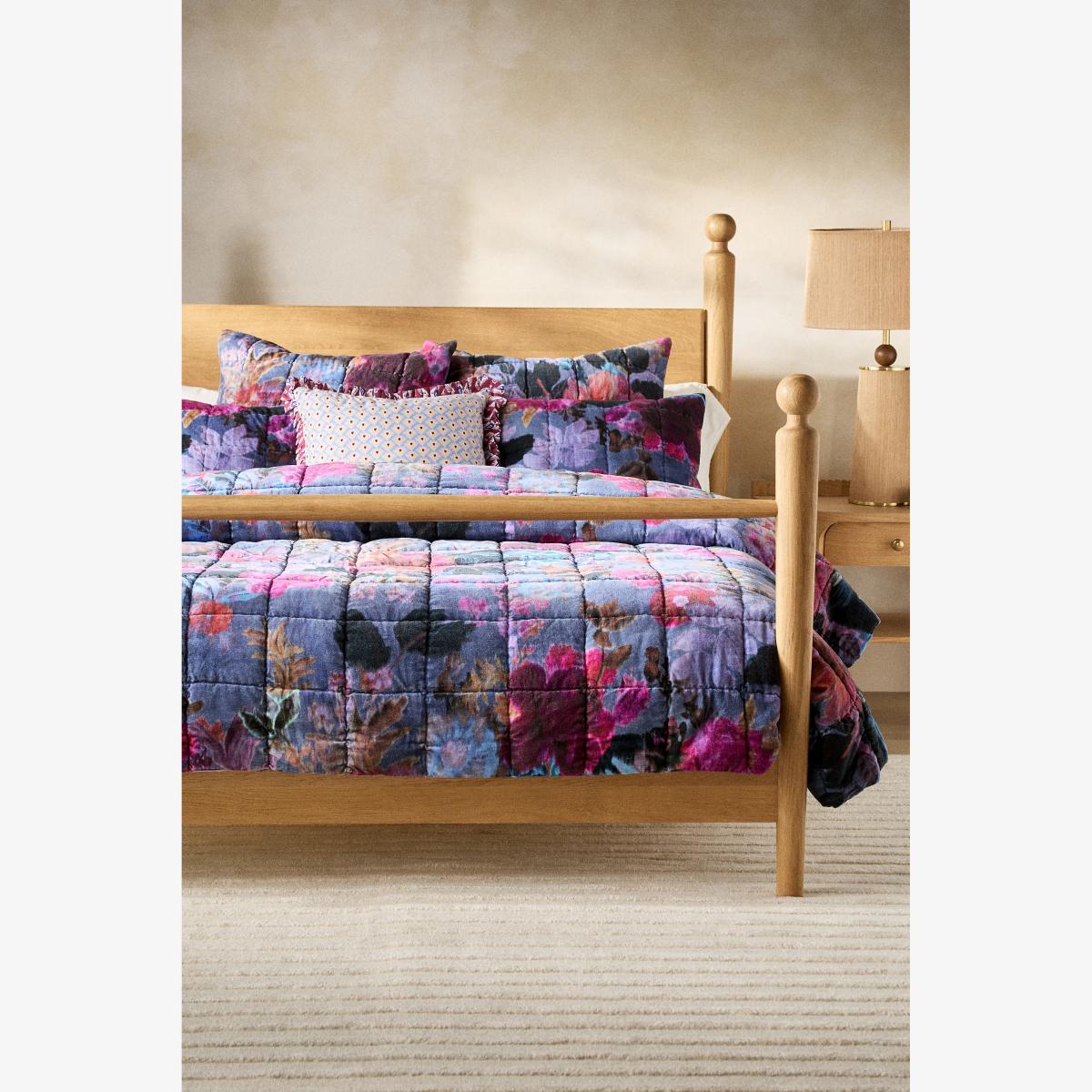 Imogen Cotton Velvet Floral Printed Bedspread – image 1