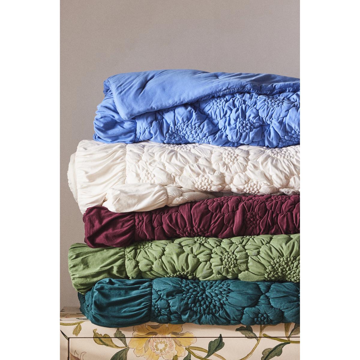 Dahlia Cotton Jersey Floral Quilted Bedspread – image 2