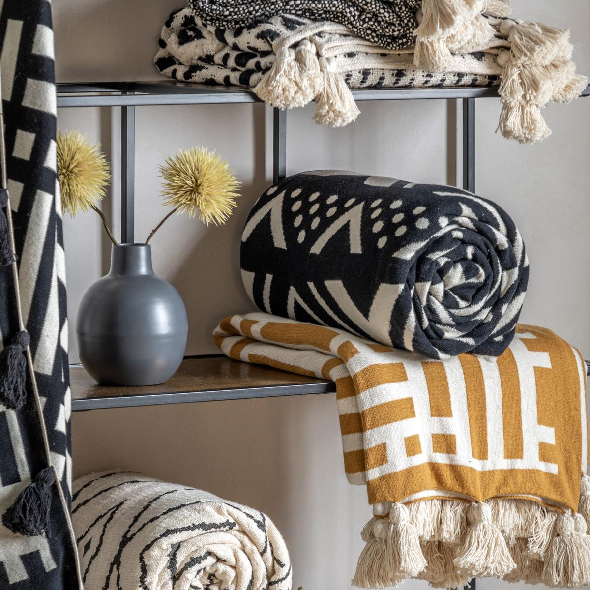Monochrome Sherpa Throw Blanket, Black | Barker & Stonehouse – image 2