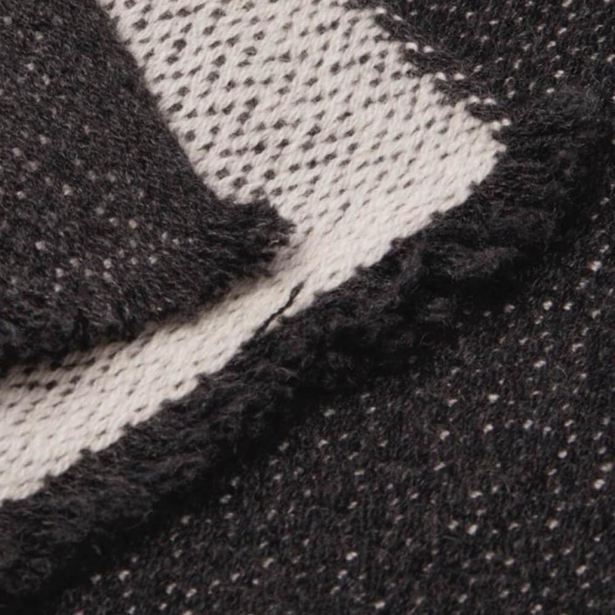 Charcoal & White Brickstone Cashmere Blanket – image 2