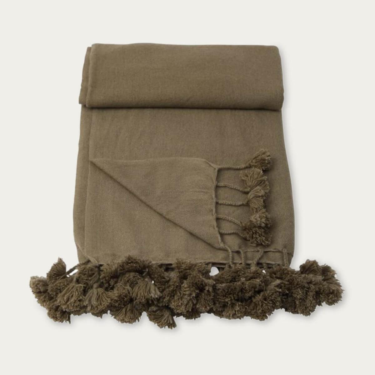 Bark Wanaka Cashmere Throw with Pompoms – image 1