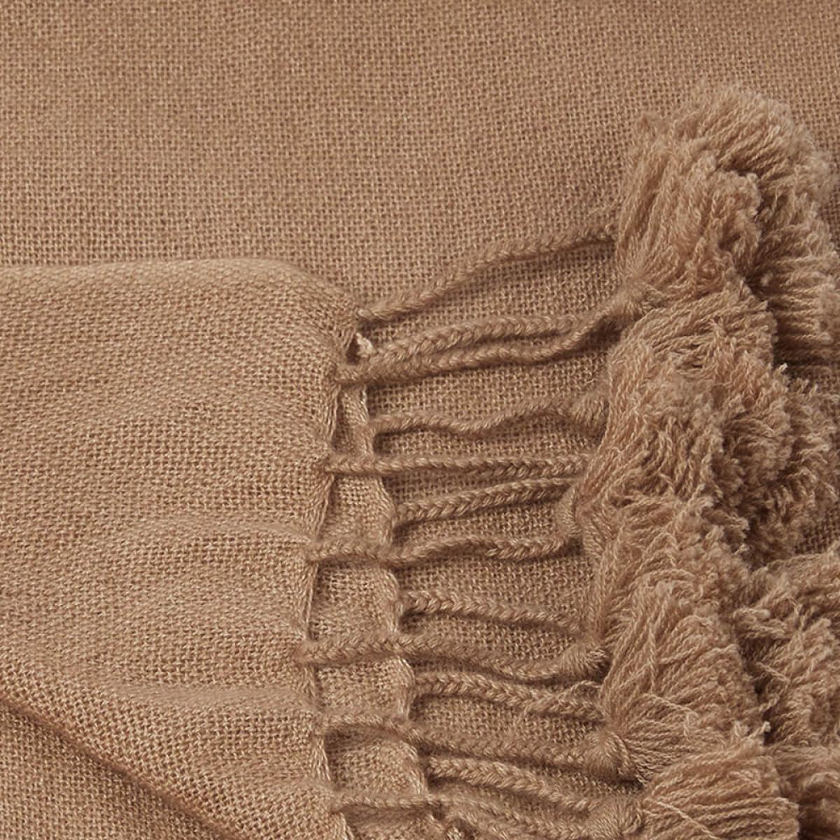 Honey Beig Wanaka Cashmere Throw with Pompoms – image 2