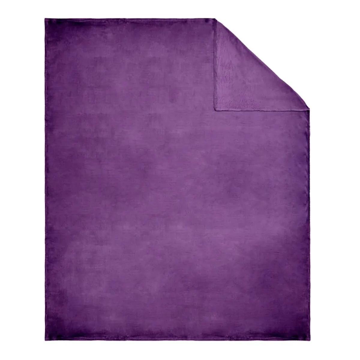 Jumbo Microfleece Throw, Plum – image 2