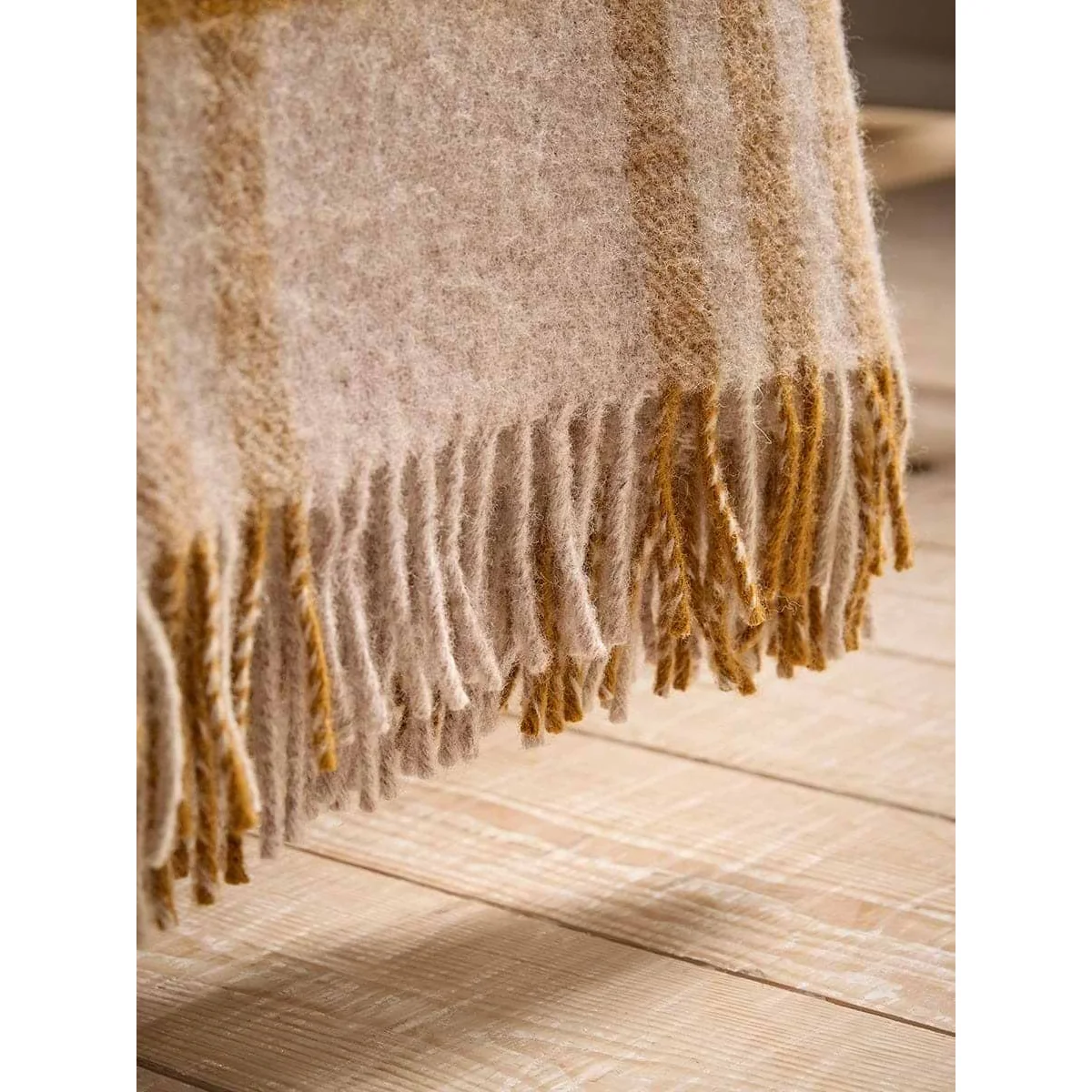 Chunky Check Wool Blanket - Mustard – image 3