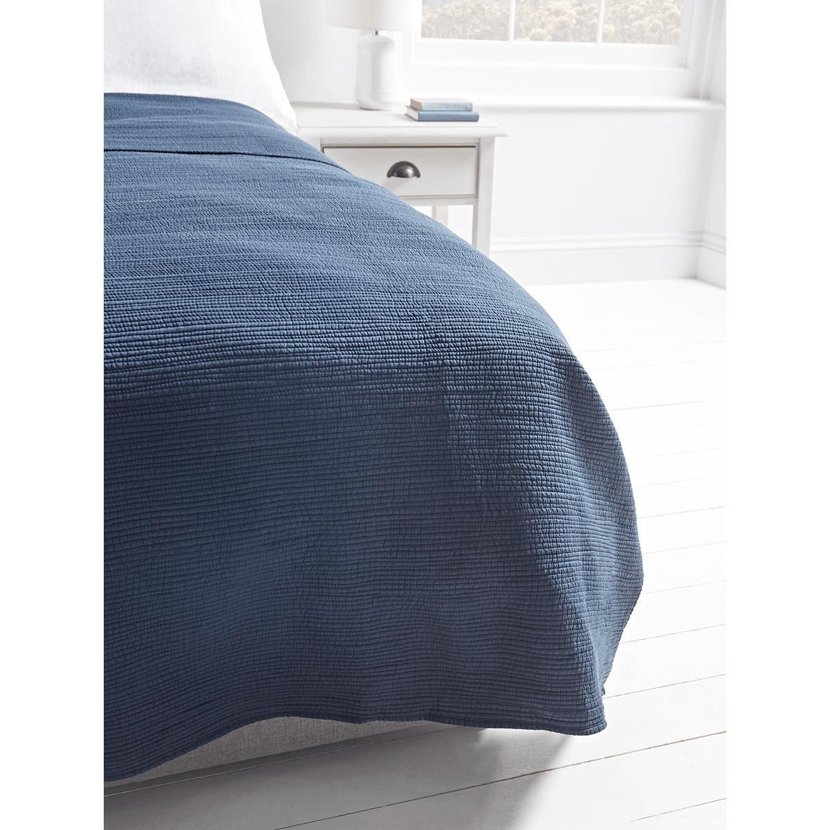 NEW Cotton Quilted Bedspread - Indigo – image 2