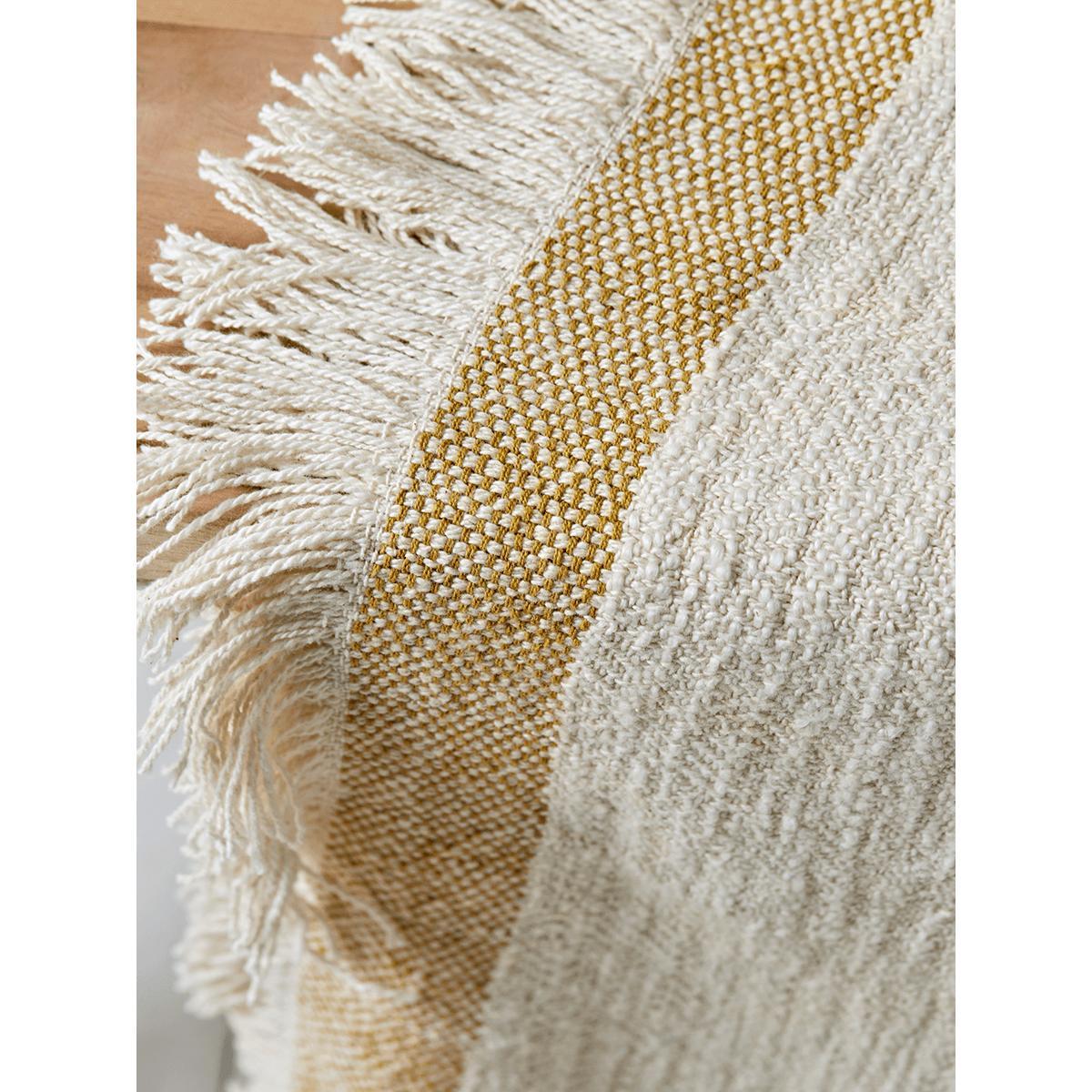 Woven Fringed Throw - Mustard – image 3