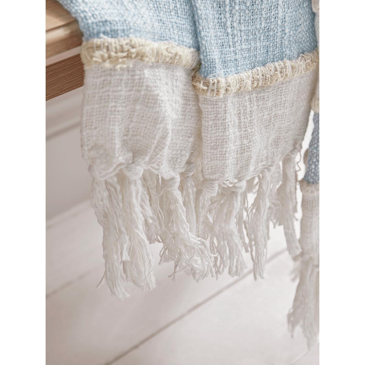 NEW Striped Fringe Throw - Blue – image 2