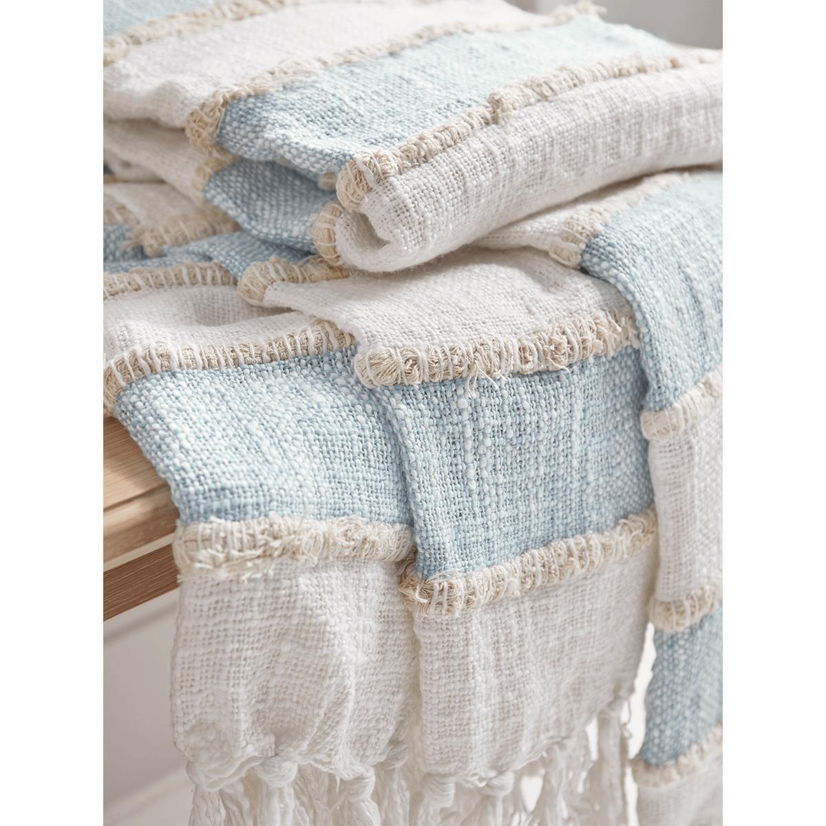 NEW Striped Fringe Throw - Blue – image 3
