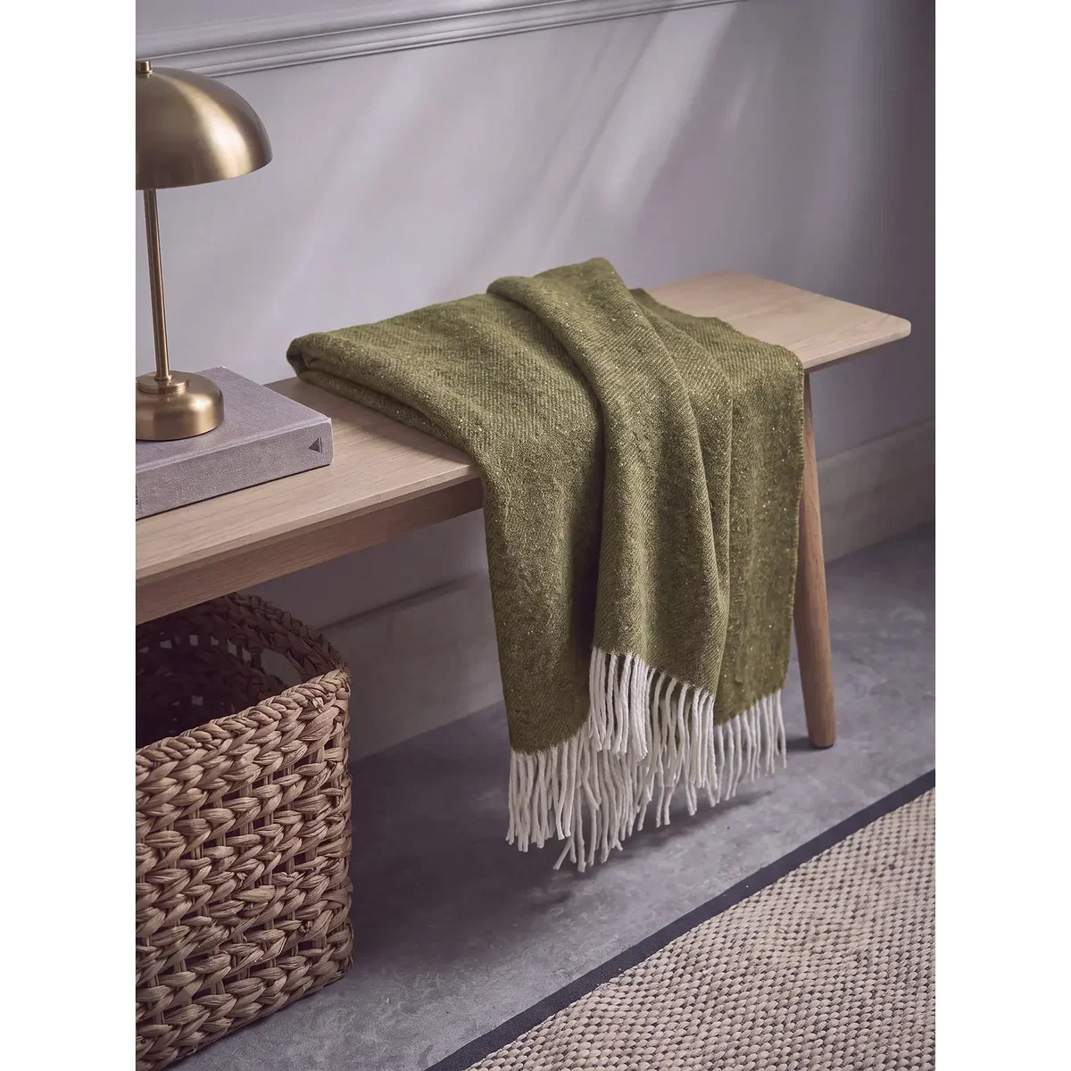 Reversible Soft Wool Throw - Fern Green – image 2