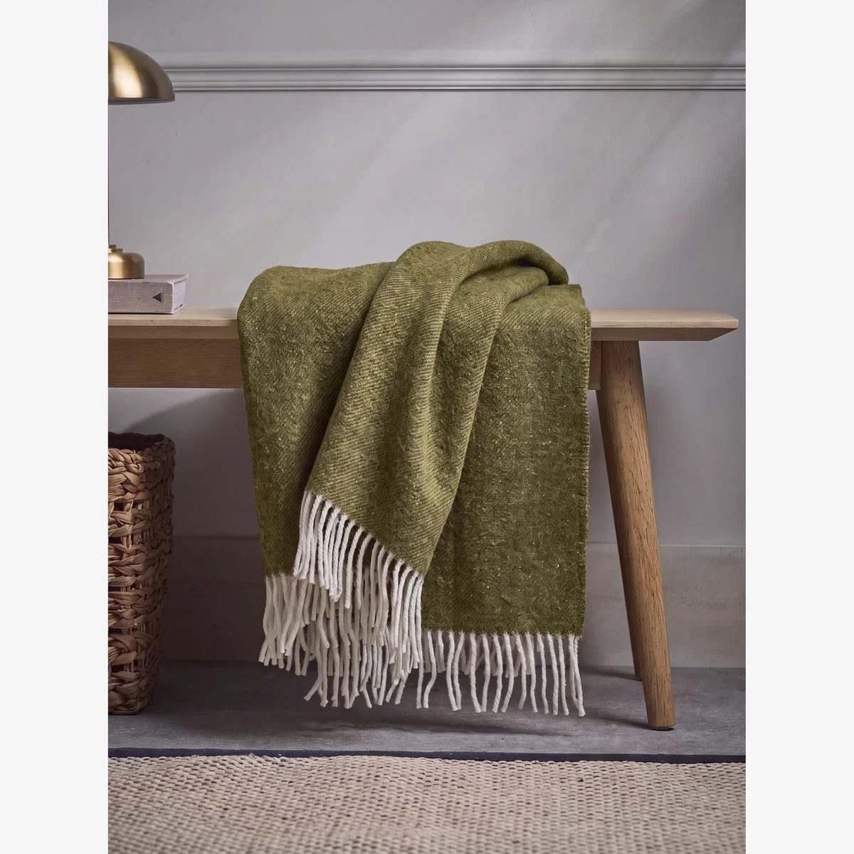 Reversible Soft Wool Throw - Fern Green – image 1