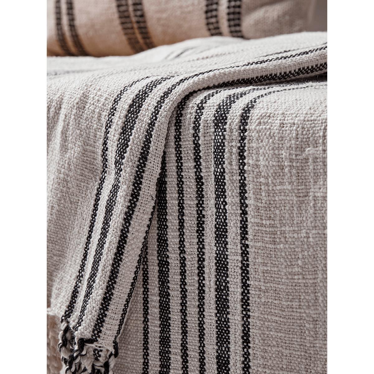 Black Striped Cotton Throw – image 2