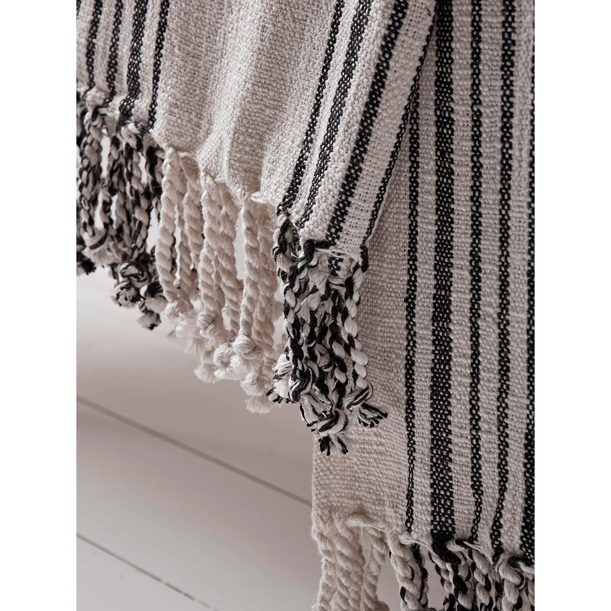 Black Striped Cotton Throw – image 3