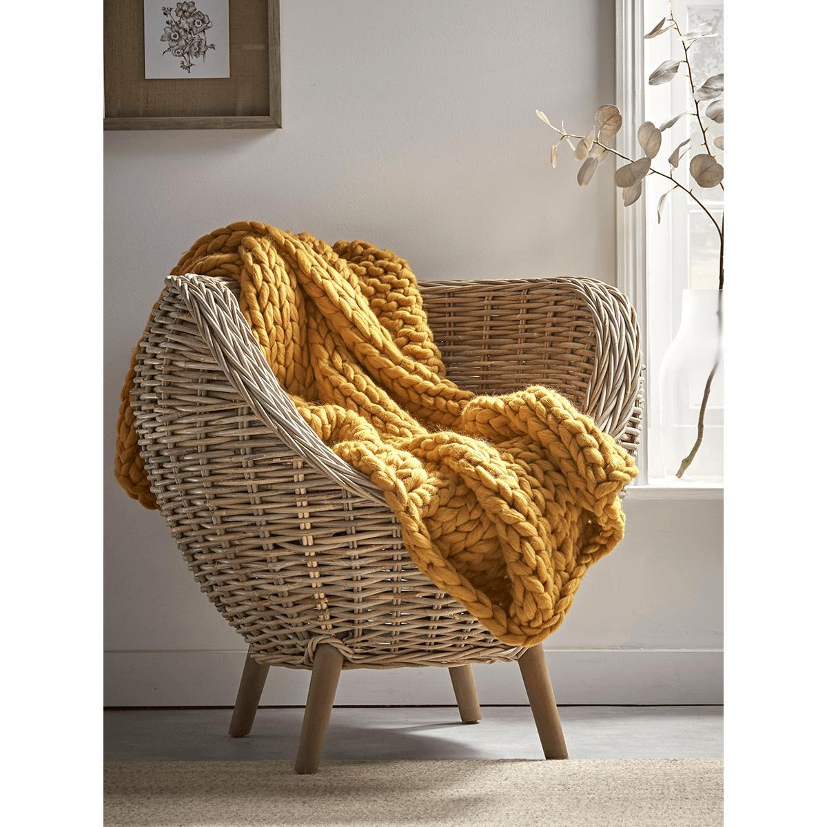Chunky Knit Throw - Mustard – image 1