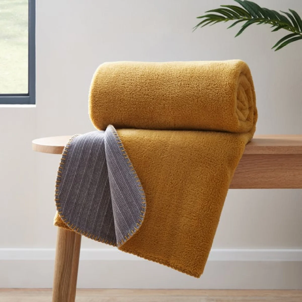 Chenille Stripe Reversible 130cm x 180cm Throw Navy – image 2