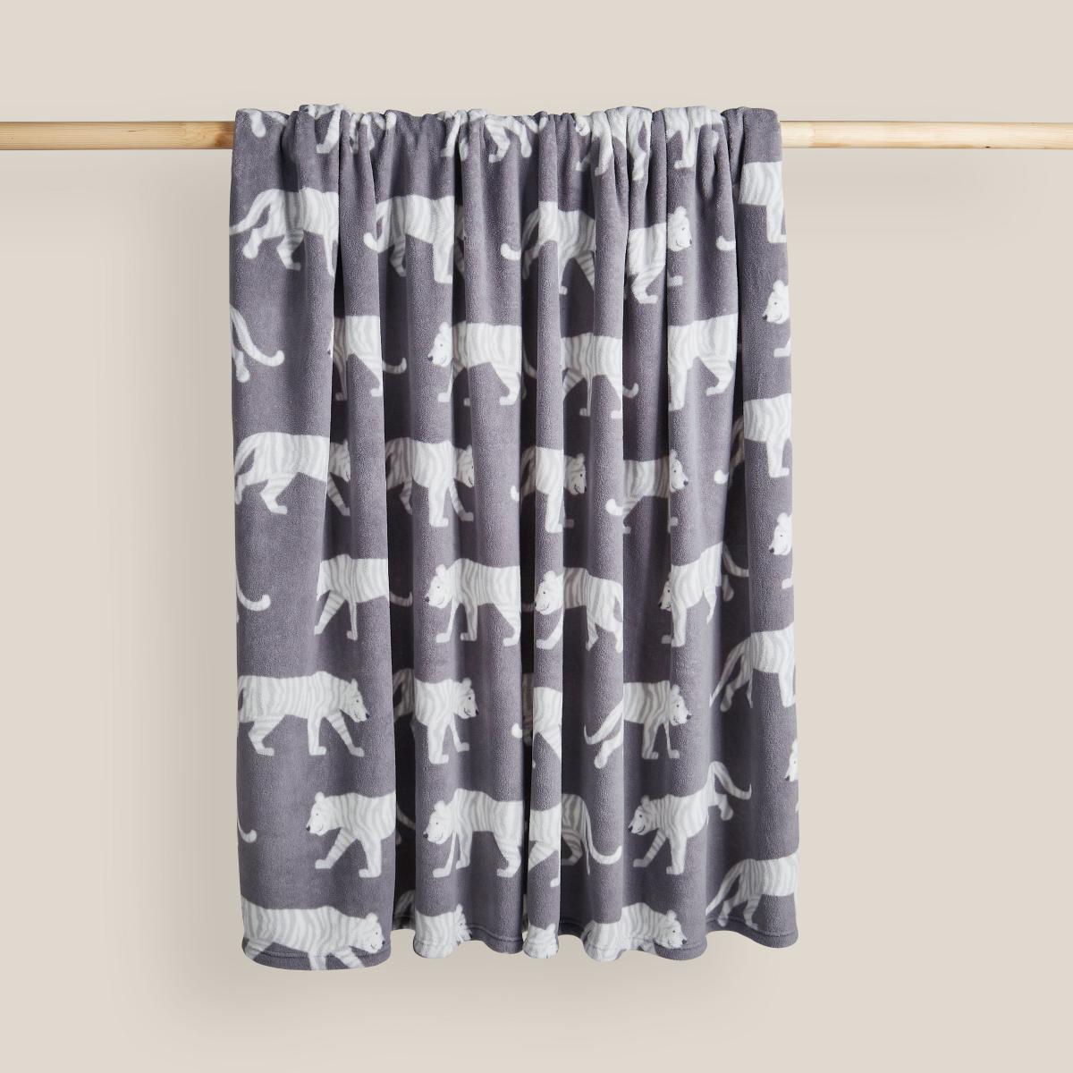 Tao the Tiger Fleece Throw Grey – image 2