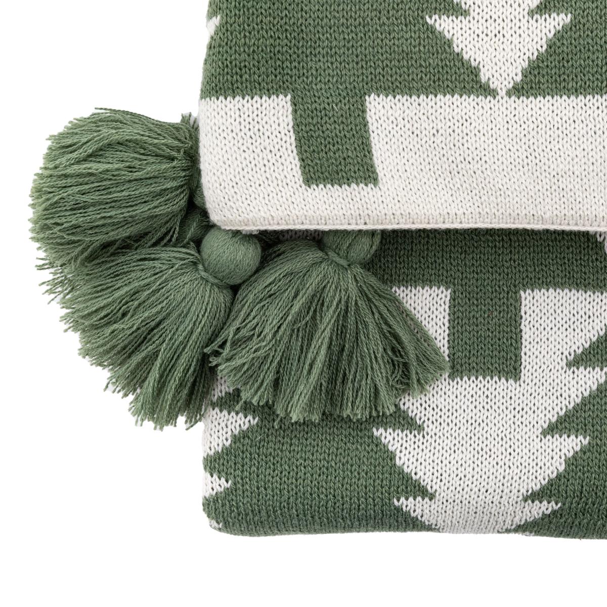 Charming Noel Knitted Tree Throw 130cm x 170cm Green – image 3