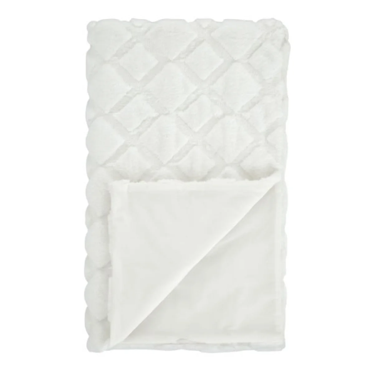 Catherine Lansfield Cosy Diamond 130cm x 170cm Throw White – image 3