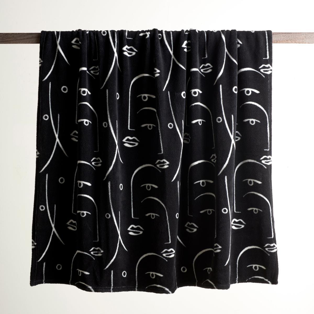 Faces Black Fleece Throw Black – image 2