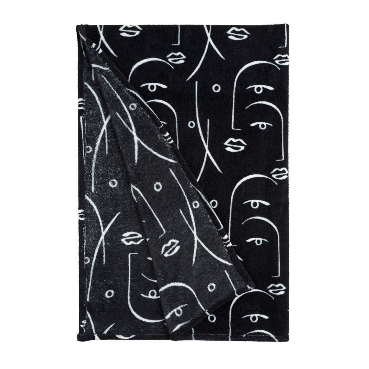 Faces Black Fleece Throw Black – image 4