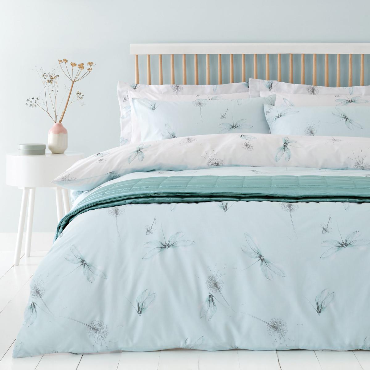 Nancy Duck-Egg Satin Quilted Bedspread Duck Egg (Blue) – image 2