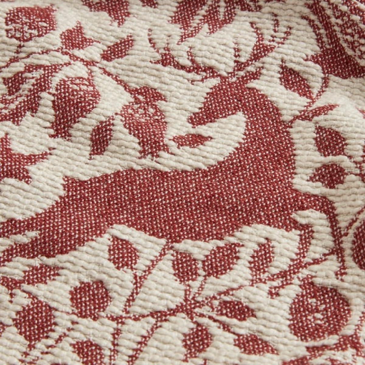 Red Stag Reversible Cotton Jacquard Fringed Throw Blanket, 130cm x 170cm – image 2