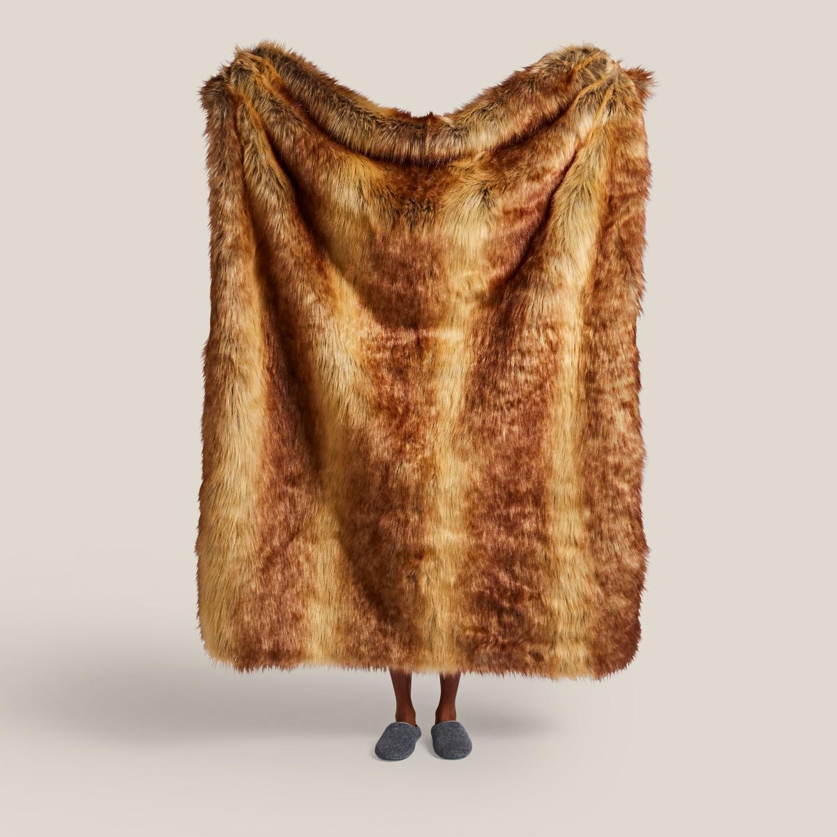 Fox Faux Fur 130x180cm Brown Throw Brown – image 5