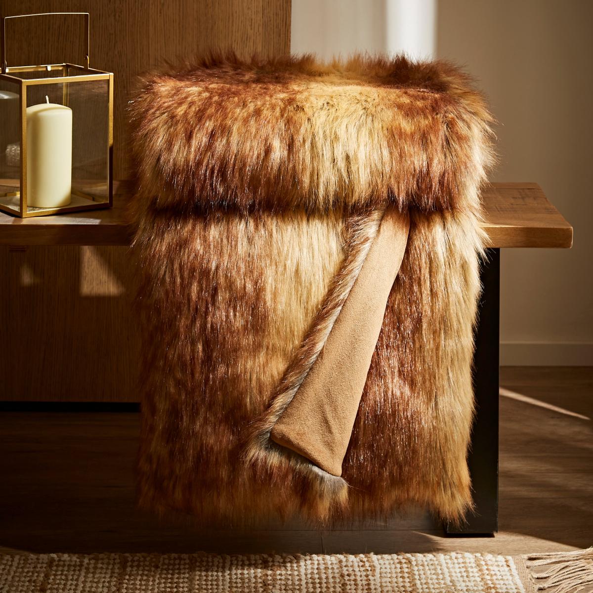 Fox Faux Fur 130x180cm Brown Throw Brown – image 1