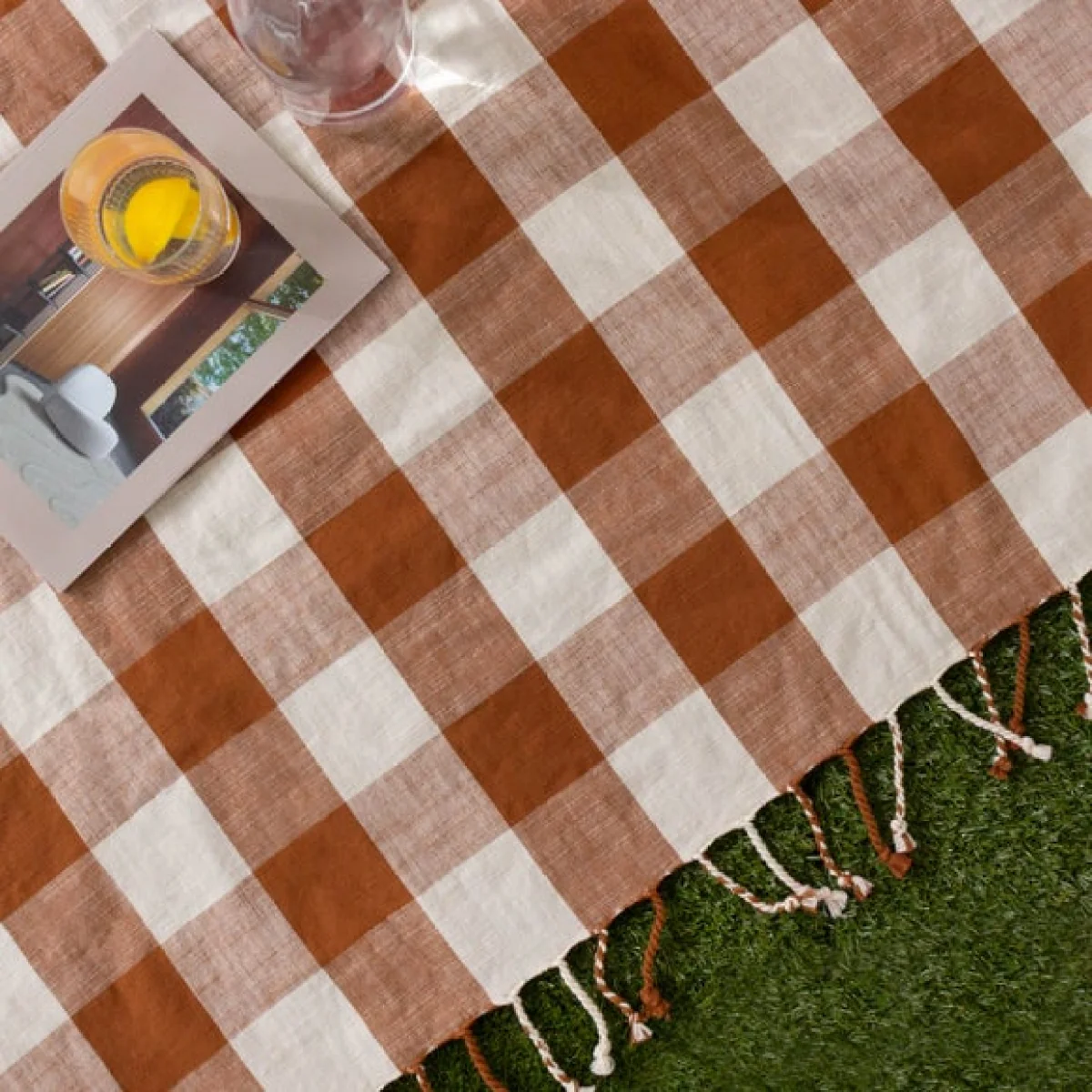 Yard Chesil Check Cotton Throw Blanket 130cm x 170cm – image 5