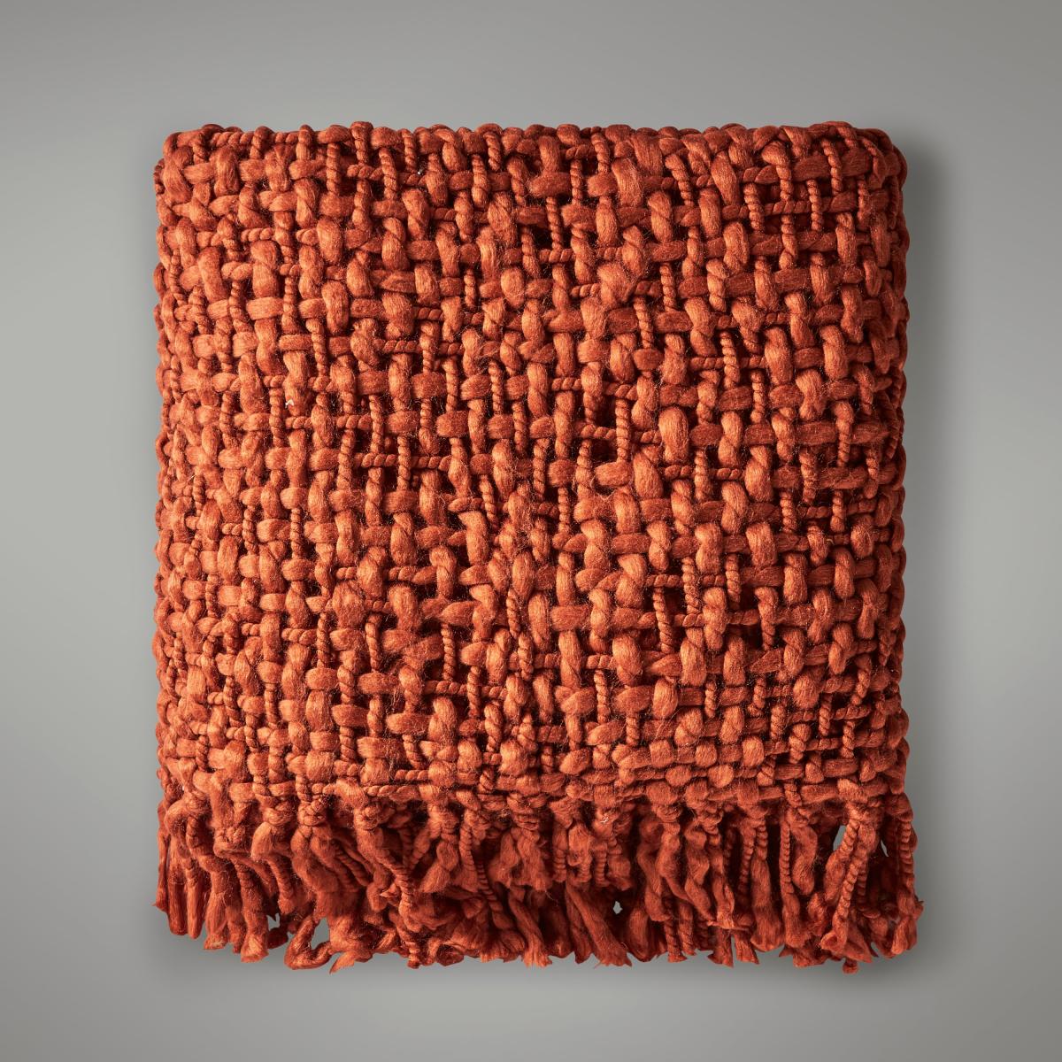Freya Chunky Knit 130cm x 180cm Throw Orange – image 3